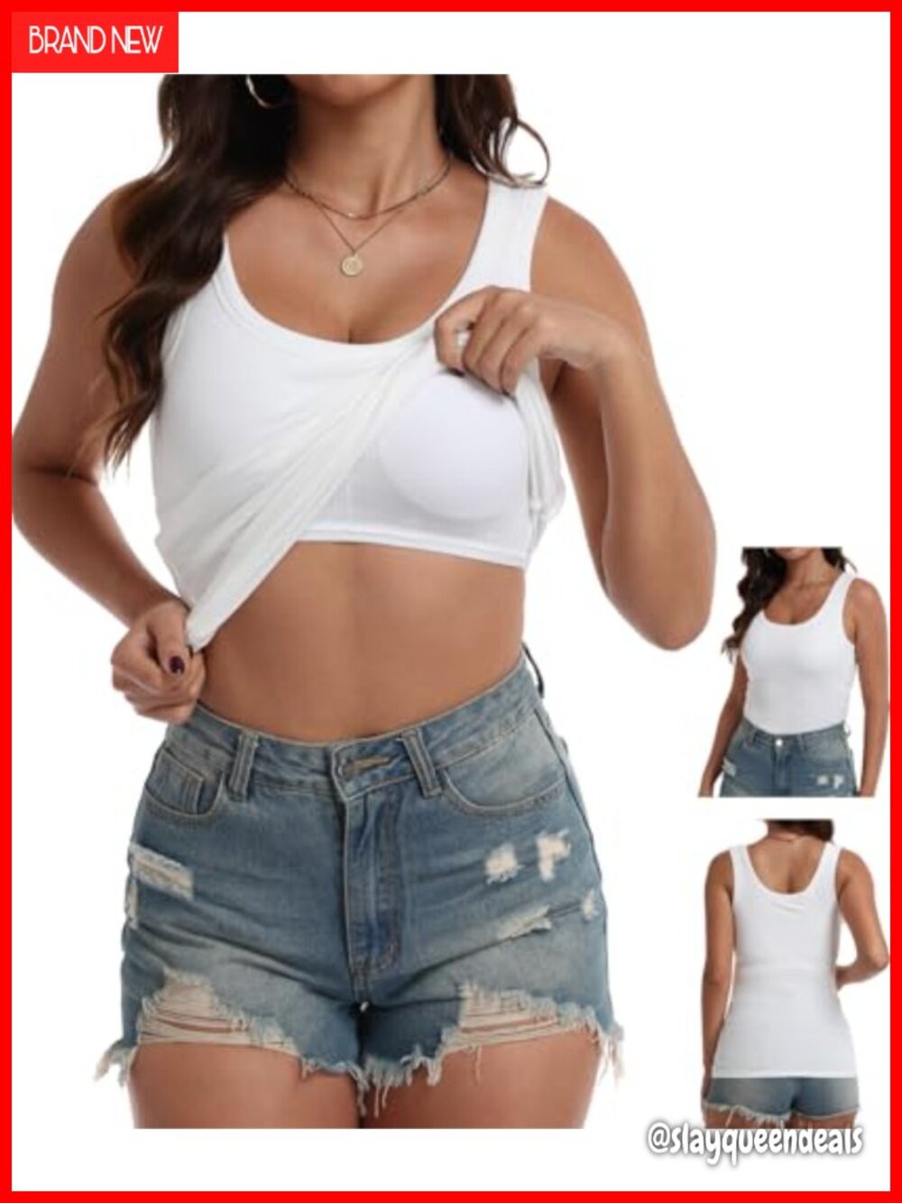 Women Ribbed Fitted Racerback Tank Top Built-in Bra Sleeveless Cami